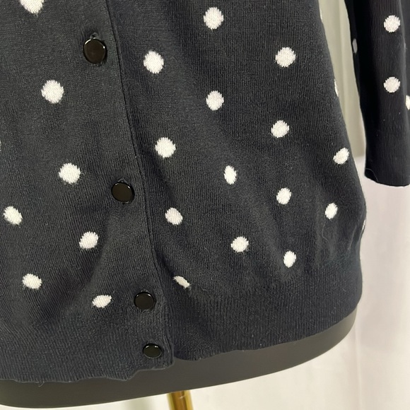 Talbots Black & White Polka Dot 3/4 Sleeve Button Front Cardigan - Picture 9 of 16